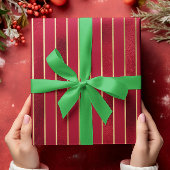 Rode Shimmer Satijn Gestreepte Kerst Cadeaupapier