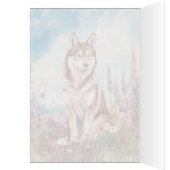 Rode Siberische Husky - 5" x 7" Art Kaart (Binnen (Links))
