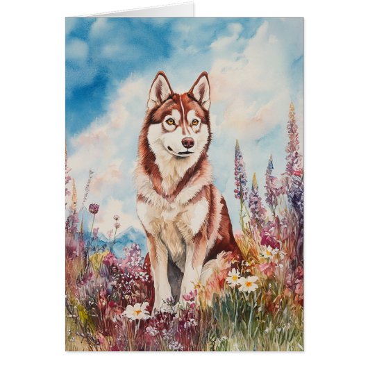 Rode Siberische Husky - 5" x 7" Art Kaart (Voorkant)