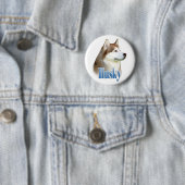 Rode Siberische Husky Naam - Button (In situ)