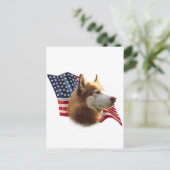 Rode Siberische Husky Vlag Briefkaart (Staand voorkant)