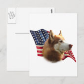 Rode Siberische Husky Vlag Briefkaart (Voorkant / Achterkant)