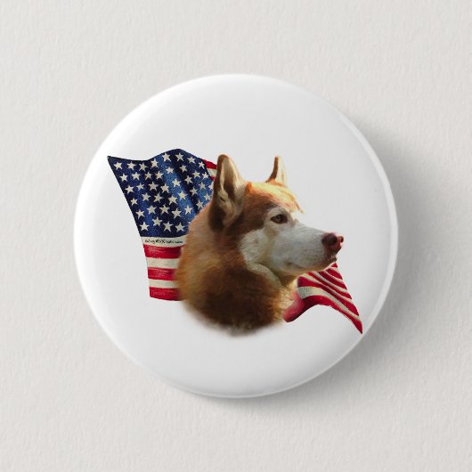 Rode Siberische Husky Vlag - Button (Voorkant)