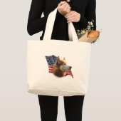 Rode Siberische Husky Vlag Grote Tote Bag (Voorkant (product))