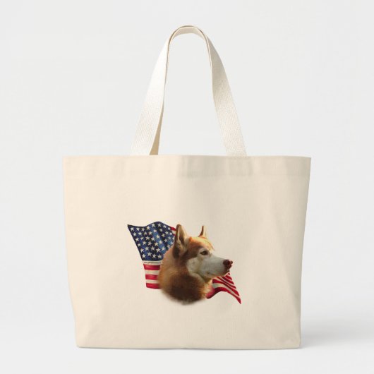 Rode Siberische Husky Vlag Grote Tote Bag (Voorkant)