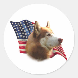 Rode Siberische Husky Vlag - Sticker