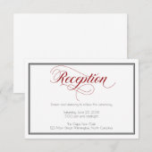 Rode sierlijke script trouwontvangstkaart kaart (Voorkant / Achterkant)