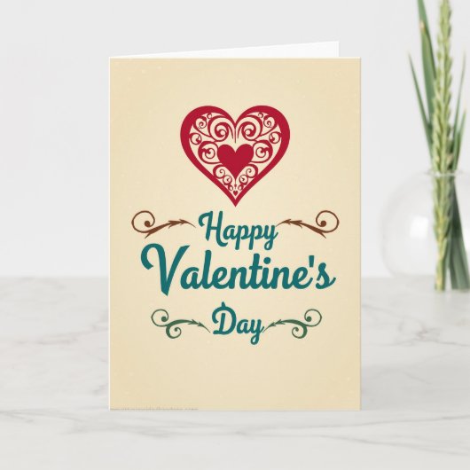 Rode Sierlijke Valentijnsdag Kaart (Voorkant)