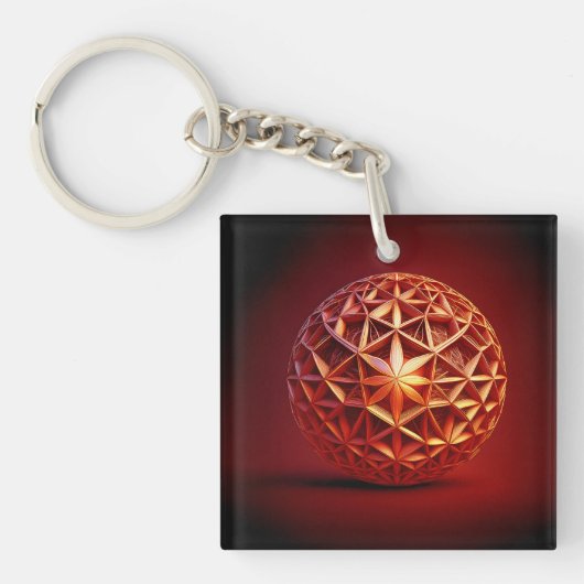 Rode Sierpinski Gasket Fractal Sleutelhanger (voorkant)