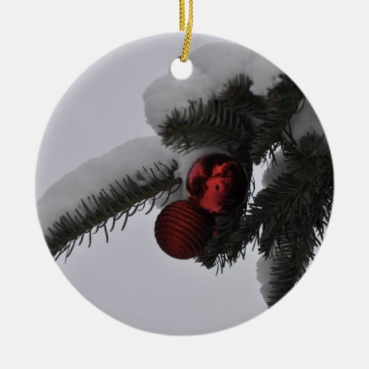 Rode sierplanten 2 keramisch ornament (Voorkant)