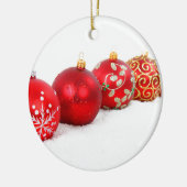 Rode sierplanten keramisch ornament (Links)