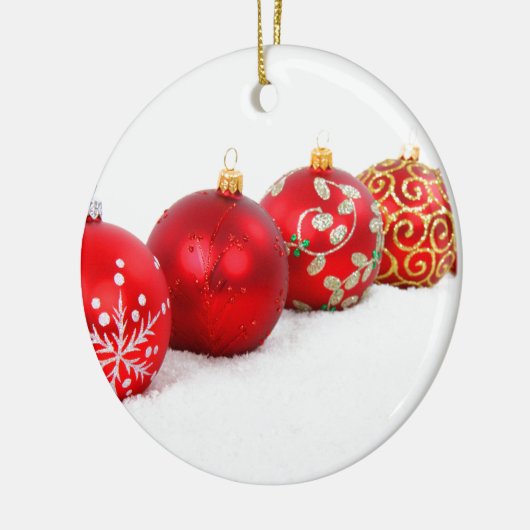 Rode sierplanten keramisch ornament (Links)