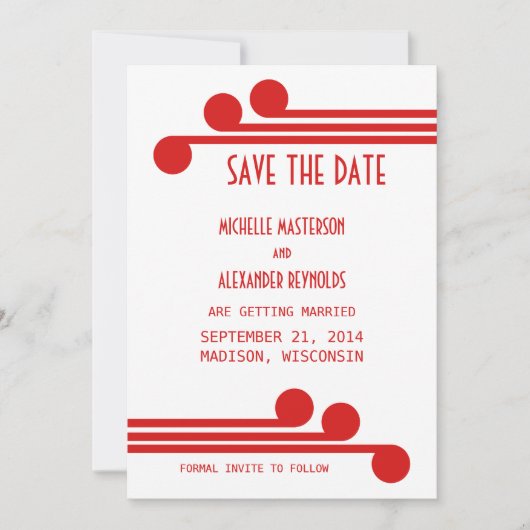 Rode Simple Deco Chic Save the Date Uitnodiging (Voorkant)