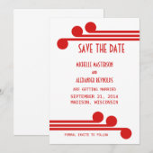 Rode Simple Deco Chic Save the Date Uitnodiging (Voorkant / Achterkant)