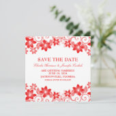 Rode Simple Floral Save the Date Uitnodiging (Staand voorkant)