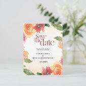 Rode Sinaasappel Bloemen Trouwen Save the date Bri Briefkaart (Staand voorkant)