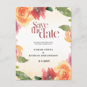 Rode Sinaasappel Bloemen Trouwen Save the date Bri Briefkaart (Voorkant)