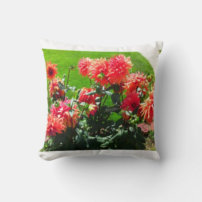 Rode Sinaasappel Dhalia Pillow Kussen (Voorkant)