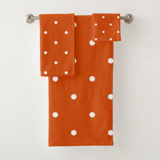 Rode sinaasappel en witte stippen bad handdoek (Insitu)