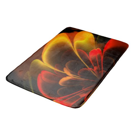 Rode Sinaasappel gestileerde bloem half corolla Badmat (Gekanteld)