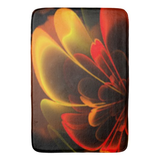 Rode Sinaasappel gestileerde bloem half corolla Badmat (Voorkant Verticaal)