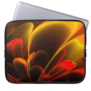 Rode Sinaasappel gestileerde bloem half corolla Laptop Sleeve