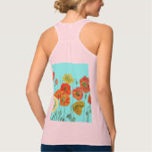 Rode Sinaasappel Klaproos bloemige Watercolor Aqua Tanktop (Achterkant)