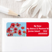 Rode Sinaasappel Klaproos Waterverf Retouradreslab Etiket (Insitu)