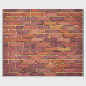 Rode Sinaasappel Maroon Waterverf bakstenen muur Cadeaupapier (Vlak)