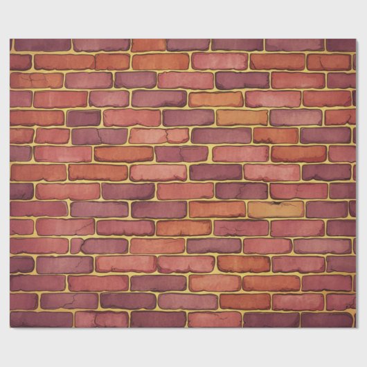 Rode Sinaasappel Maroon Waterverf bakstenen muur Cadeaupapier (Vlak)