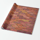 Rode Sinaasappel Maroon Waterverf bakstenen muur Cadeaupapier (Uitgerold)