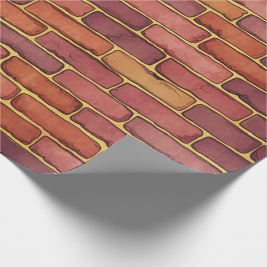 Rode Sinaasappel Maroon Waterverf bakstenen muur Cadeaupapier (Hoek)