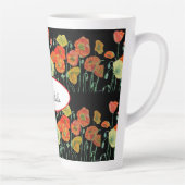 Rode Sinaasappel Poppy Aquarel Bloempatroon Art Latte Mok (Rechts)