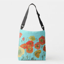 Rode Sinaasappel Shabby Poppy Crossbody Bag Aqua F