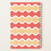 Rode Sinaasappel Wavy Lines Spiral Journal Notitie Notitieboek (Achterkant)