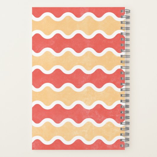 Rode Sinaasappel Wavy Lines Spiral Journal Notitie Notitieboek (Achterkant)