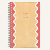 Rode Sinaasappel Wavy Lines Spiral Journal Notitie Notitieboek (Voorkant)