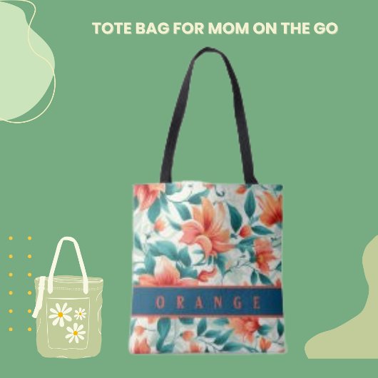 Rode Sinaasappels bloemen en groene bladeren Canva Tote Bag