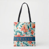 Rode Sinaasappels bloemen en groene bladeren Canva Tote Bag (Voorkant)