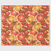 Rode Sinaasappels Citrus en Spice Vrolijk Kerstfee Cadeaupapier (Vlak)