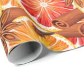 Rode Sinaasappels Citrus en Spice Vrolijk Kerstfee Cadeaupapier (Rol Hoek)