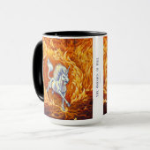 Rode Sinaasappels Eenhoorn van Vuur Element Fantas Mok (Voorkant links)