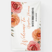  Rode Sinaasappels Roos Bloemen Welkom Verjaardag Spandoek (Verticaal)