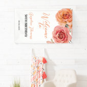 Rode Sinaasappels Roos Floral Botanical Welkom Ver Spandoek (Insitu)