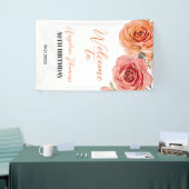 Rode Sinaasappels Roos Floral Botanical Welkom Ver Spandoek (Beurs)