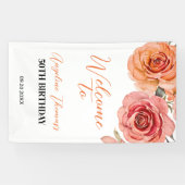 Rode Sinaasappels Roos Floral Botanical Welkom Ver Spandoek (Horizontaal)