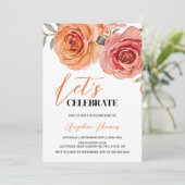 Rode Sinaasappels Roos Floral Botanische Verjaarda Kaart (Staand voorkant)