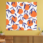 Rode sinaasappels tropisch, naadloos patroon. canvas afdruk (Insitu (Woonkamer))