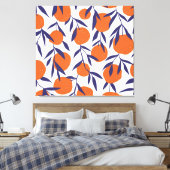 Rode sinaasappels tropisch, naadloos patroon. canvas afdruk (Insitu (Slaapkamer))