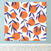 Rode sinaasappels tropisch, naadloos patroon. canvas afdruk (Insitu (Houten vloer))